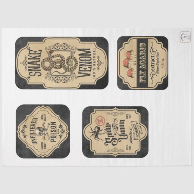 Design der Apotheke- und Polieretiketten-Reihe 1 Seidenpapier (Vorderseite)