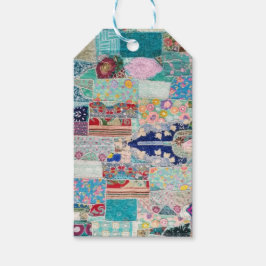 Design der Aqua- und Blue-Quilt-Tapisserie Geschenkanhänger