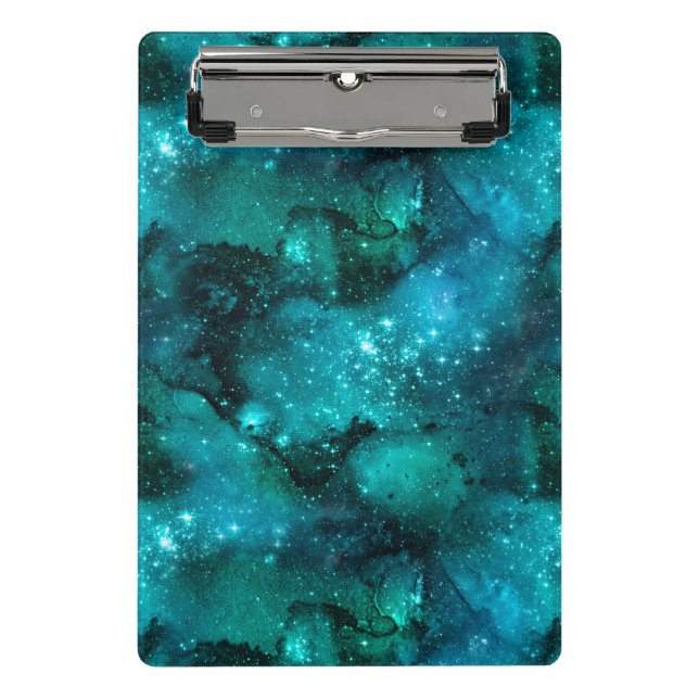 Design der Aquamarinen Galaxy-Serie 6  Mini Klemmbrett (Vorderseite)