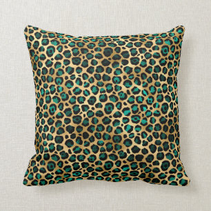 Design der Aquamarinen und Gold Leopard-Serie 14 Kissen