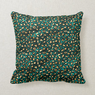 Design der Aquamarinen und Gold Leopard-Serie 3 Kissen