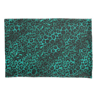 Design der aquamarinen und Gold Leopard-Serie 5 Kissenbezug