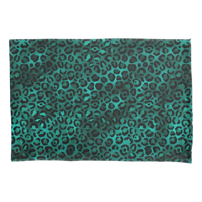 Design der aquamarinen und Gold Leopard-Serie 5 Kissenbezug (Vorderseite-Links)