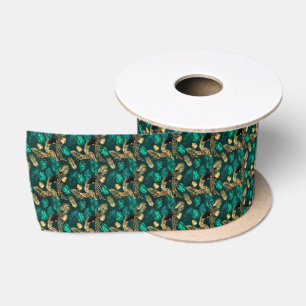Design der aquamarinen und Gold Leopard-Serie 7 Satinband