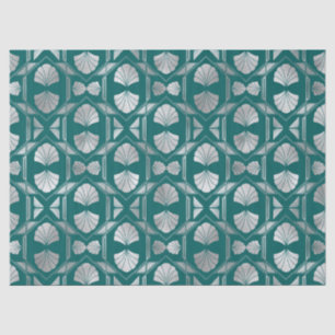 Design der Aquamarinen und silbernen Art-Déco-Musc Seidenpapier