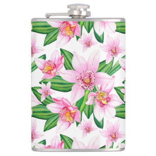 Design der Aquarellorchideen 12 Flachmann