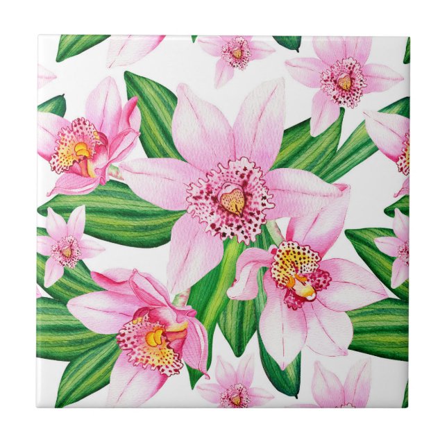 Design der Aquarellorchideen 12 Fliese (Vorderseite)