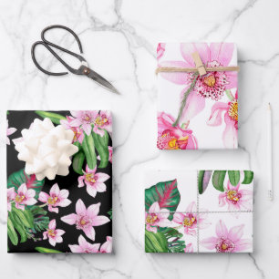 Design der Aquarellorchideen 27 Geschenkpapier Set