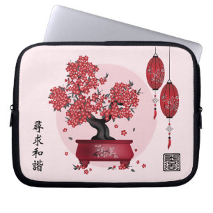Design der asiatisch-roten Bonsai-Laternen (Harmon Laptopschutzhülle