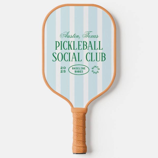 Design der Aufkleber für das Gastgeschenk grün und Pickleball Schläger (Vorderseite)