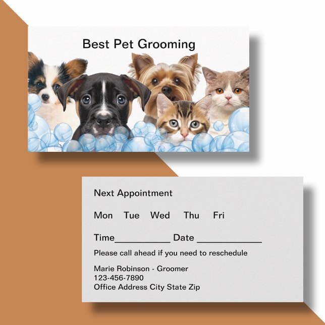 Design der besten Pet Grooming Cards Terminkarte (Von Creator hochgeladen)