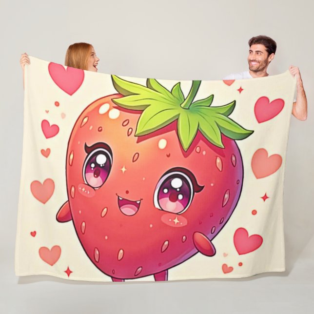 Design der bezaubernden Strawberry-Liebe Fleecedecke (Beispiel)