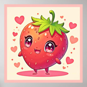 Design der bezaubernden Strawberry-Liebe Poster