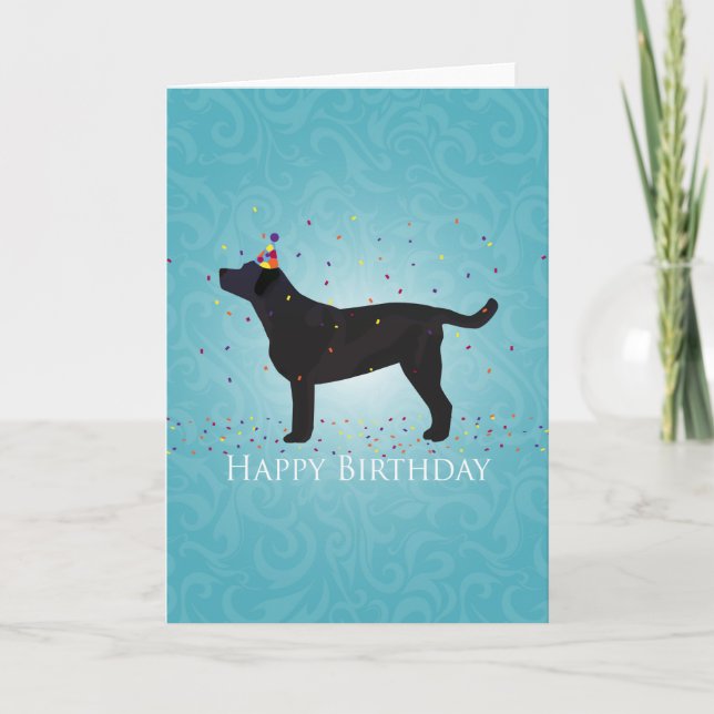Design der Black Lab Happy Birthday Card Karte (Vorderseite)