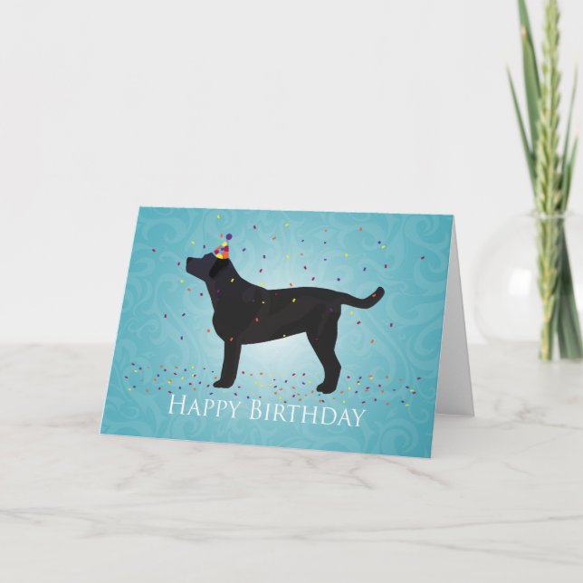 Design der Black Lab Happy Birthday Card Karte (Vorderseite)