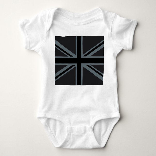 Design der Black Union Jack Flag Baby Strampler (Vorderseite)