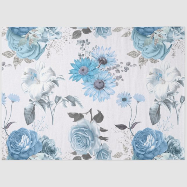 Design der blauen Blumen Serie 3 Seidenpapier (Vorderseite)