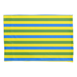 Design der blauen, grünen und gelben Streifen Kissenbezug