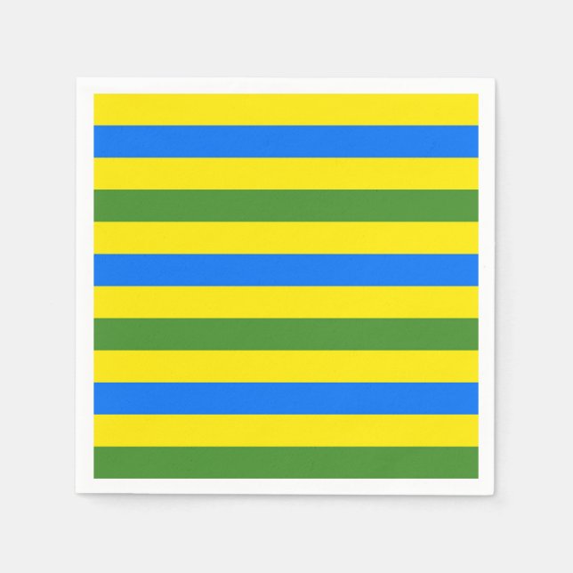 Design der blauen, grünen und gelben Streifen Serviette (Vorderseite)