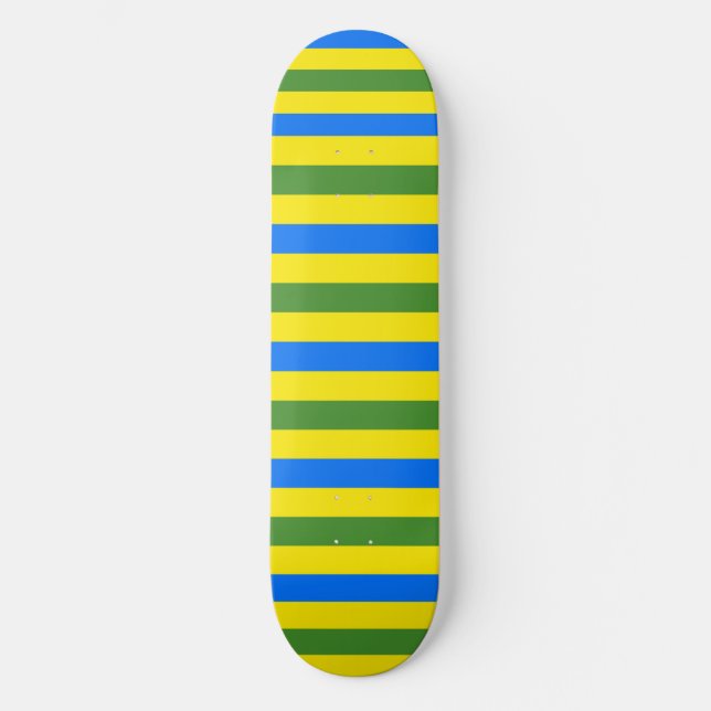 Design der blauen, grünen und gelben Streifen Skateboard (Vorderseite)