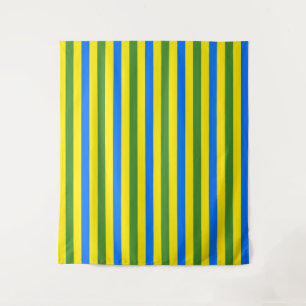 Design der blauen, grünen und gelben Streifen Wandteppich