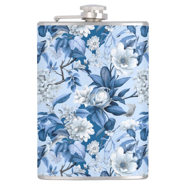 Design der Blue and White Chinoserie Series 3 Flachmann (Vorderseite)