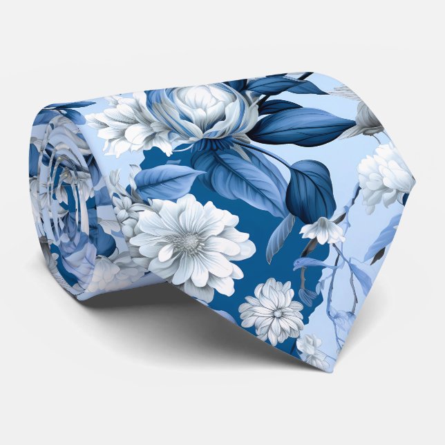 Design der Blue and White Chinoserie Series 3 Krawatte (Gerollt)