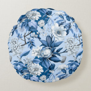 Design der Blue and White Chinoserie Series 3 Rundes Kissen