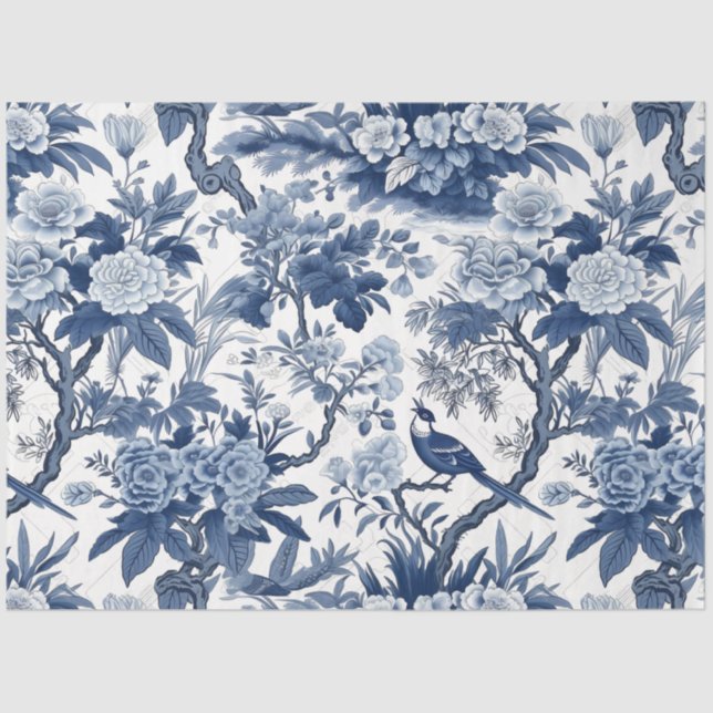 Design der Blue and White Chinoserie Series 4 Seidenpapier (Vorderseite)