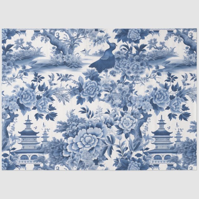 Design der Blue and White Chinoserie Series 6 Seidenpapier (Vorderseite)