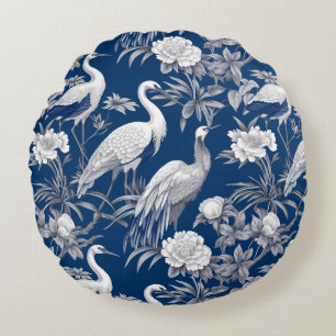 Design der Blue and White Chinoserie Series 7 Rundes Kissen