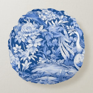 Design der Blue and White Chinoserie Series 8 Rundes Kissen