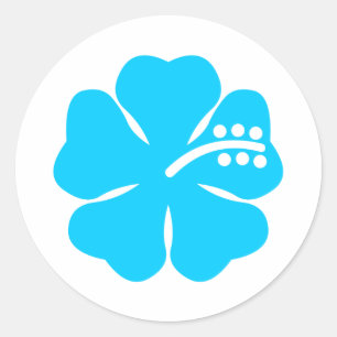 Design der Blue Hibiskus Blume Runder Aufkleber