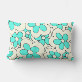 Design der Blume Blau und Creme Lendenkissen