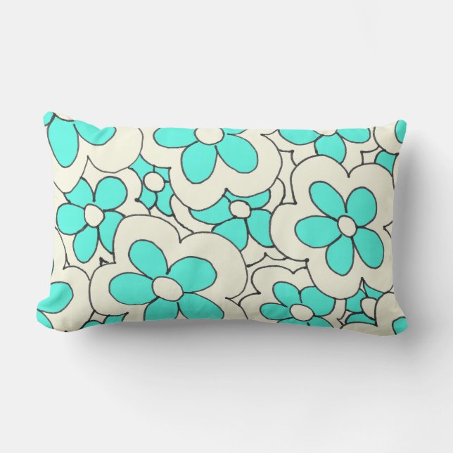 Design der Blume Blau und Creme Lendenkissen (Vorderseite)