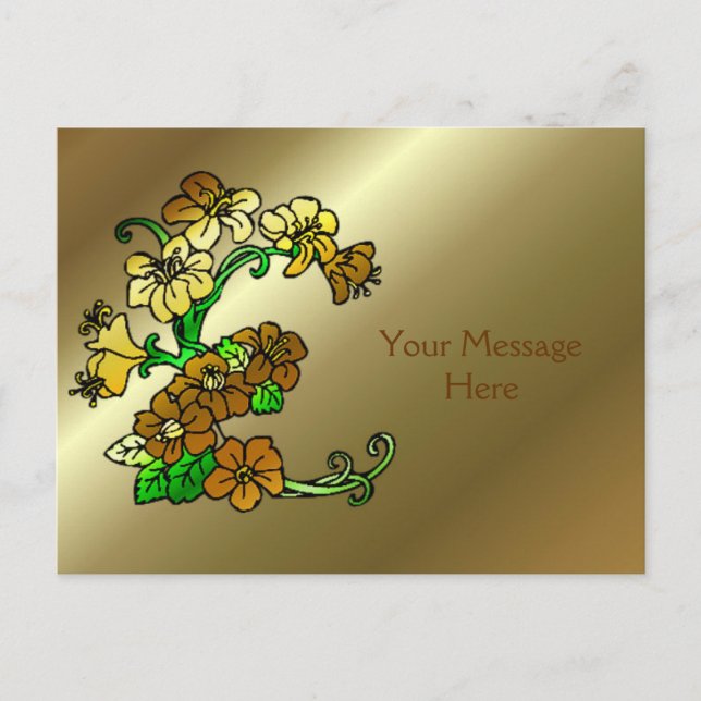 Design der Blume Gold und Braun Postkarte (Vorderseite)