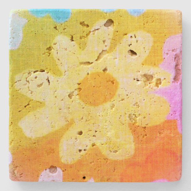 Design der Blume im Stone-Untersetzer Steinuntersetzer (Vorderseite)