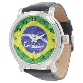 Design der brasilianischen Flagge Armbanduhr