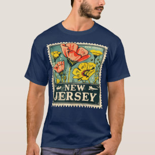 Design der Briefmarke für Vintage Blume in New Jer T-Shirt