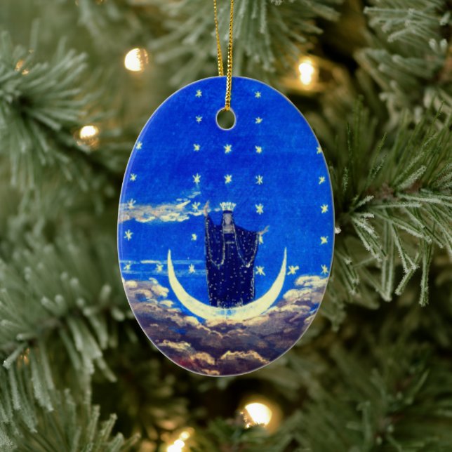 Design der Bühne für Mozarts Oper Magic Flute Keramik Ornament (Baum)