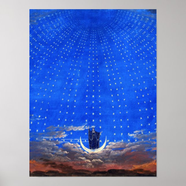 Design der Bühne für Mozarts Oper Magic Flute Poster (Vorne)