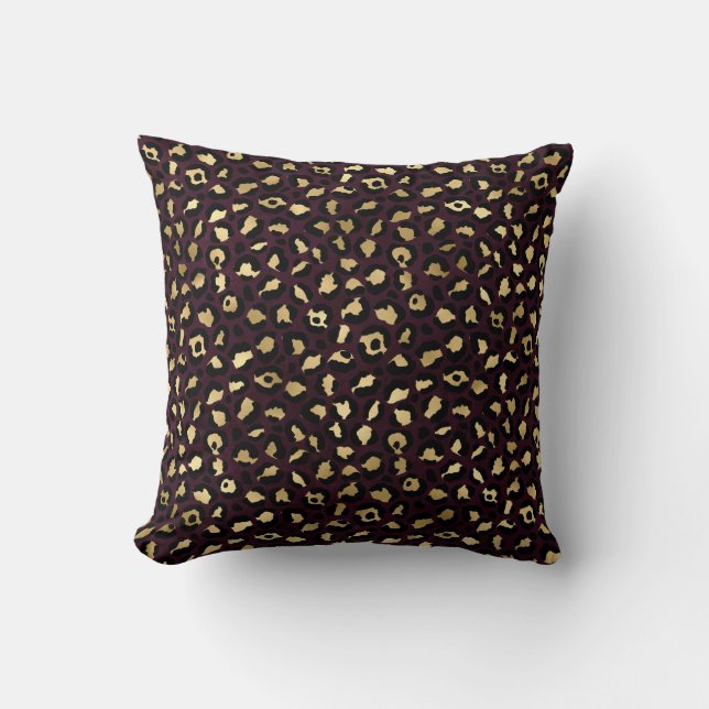 Design der Burgund-Gold-Leopard-Serie 8 Kissen (Vorderseite)