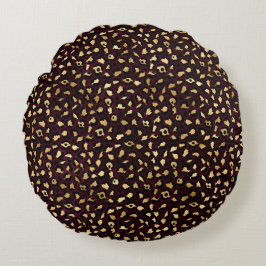 Design der Burgund-Gold-Leopard-Serie 8 Rundes Kissen