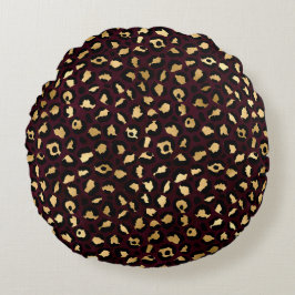 Design der Burgund-Gold-Leopard-Serie 8 Rundes Kissen