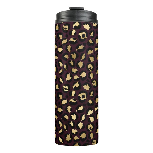 Design der Burgund-Gold-Leopard-Serie 8 Thermosbecher (Vorderseite)