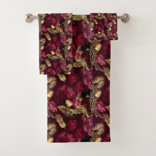 Design der Burgundy- und Gold Leopard-Serie 12 Badhandtuch Set