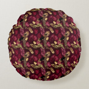 Design der Burgundy- und Gold Leopard-Serie 12 Rundes Kissen