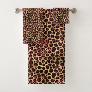 Design der Burgundy- und Gold Leopard-Serie 2 Badhandtuch Set