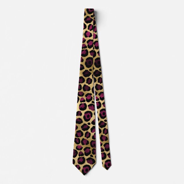 Design der Burgundy- und Gold Leopard-Serie 2 Krawatte (Vorderseite)