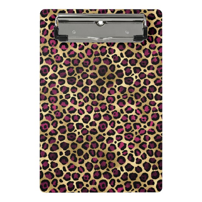 Design der Burgundy- und Gold Leopard-Serie 2 Mini Klemmbrett (Vorderseite)